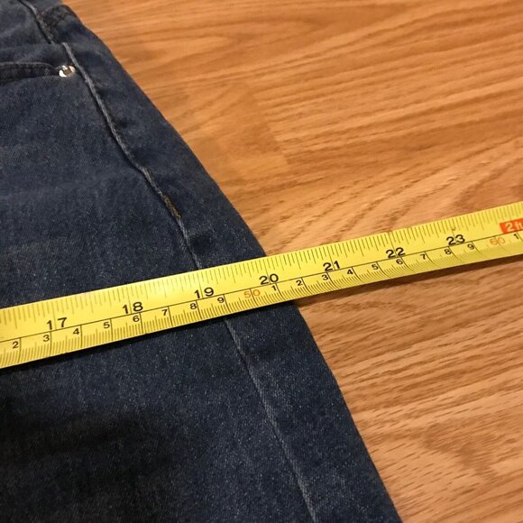 Allegra Denim Midi Skirt Size Large With Frayed Hem & Snap Button Detail - Picture 13 of 14